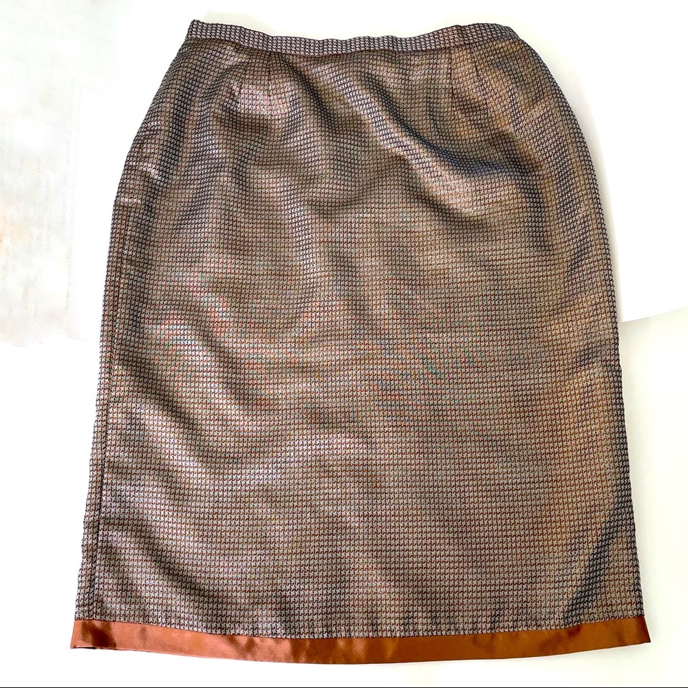 Straight Pencil Skirt with Metallic Copper Thread